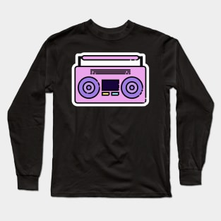 Vintage Pink Stereo // Line Art Sticker Long Sleeve T-Shirt